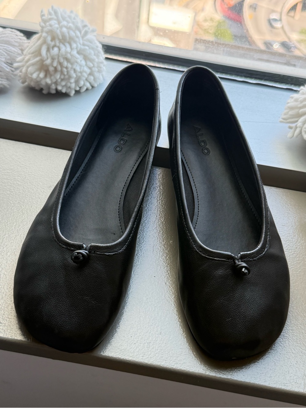 ALDO Black Ballet Flats with Knotted Accent